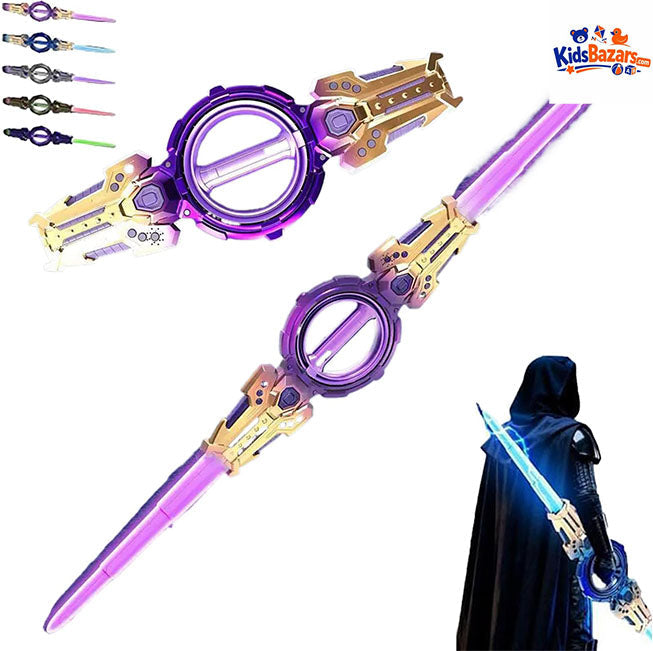 Rotatable Dual-Blade Sword Toy with Retractable Spin & LED Lights