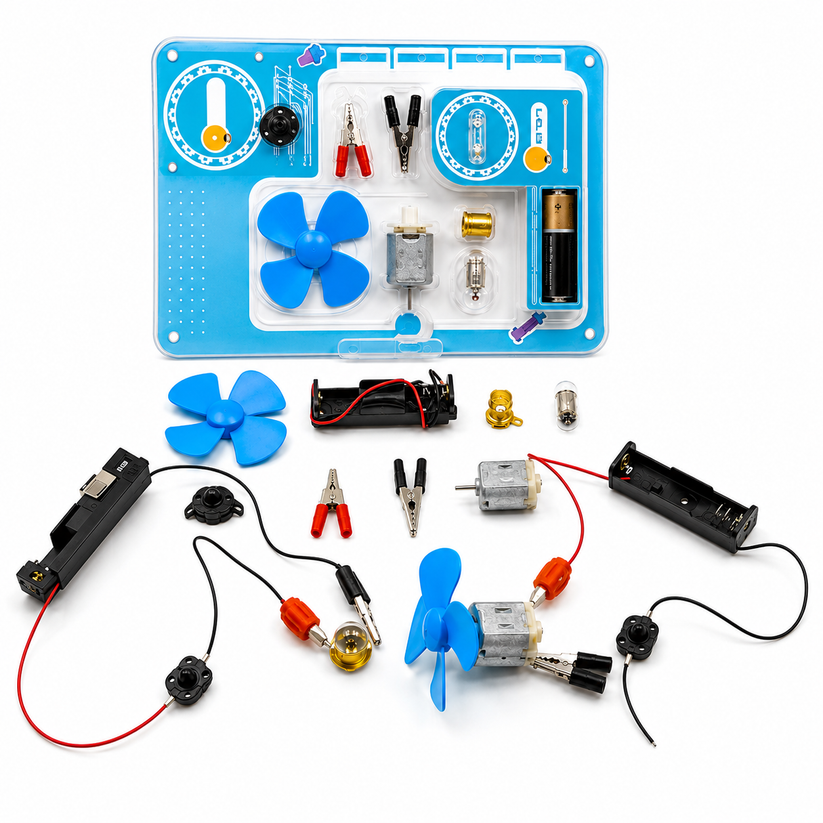 Science School Projects Experiment Kits / Fan Light Bulb and Motor Electric Circuit Set