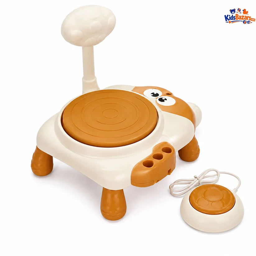 Skirfy Mini Pottery Wheel Machine Kit for Beginners Kids with Light,Electric Adjustable Speed,Clay Spinner DIY Tools for Art Craft,Toy