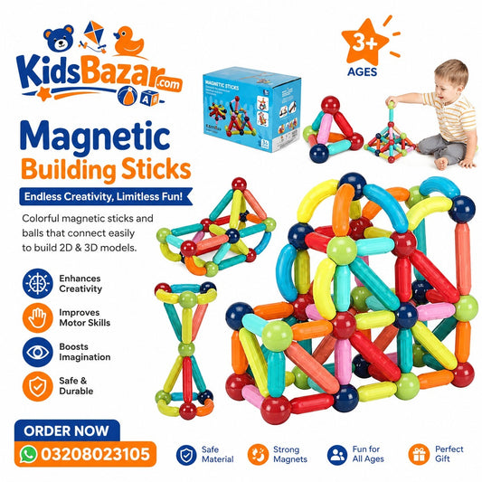 kidsbazars.com Magnetic Building Sticks – Creative Learning Toy for Kids
