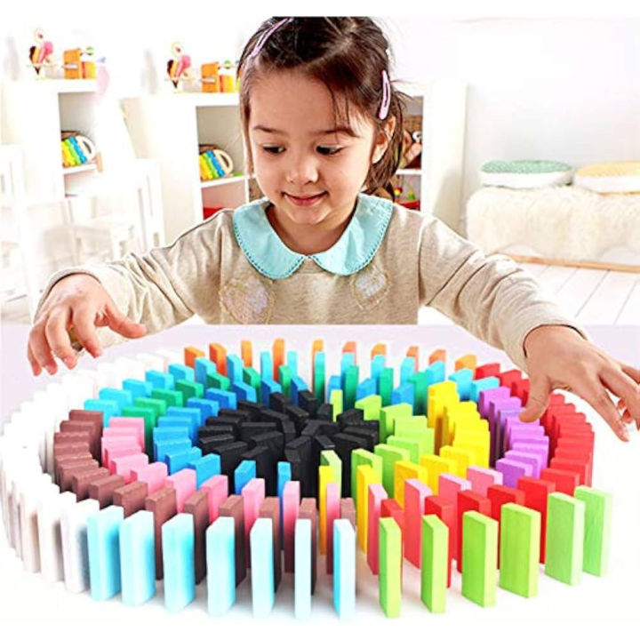 Wooden Dominos 100 Block – Educational Colorful Kids Learning Toy Set