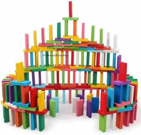 Wooden Dominos 100 Block – Educational Colorful Kids Learning Toy Set