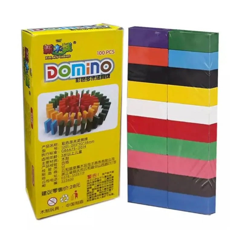 Wooden Dominos 100 Block – Educational Colorful Kids Learning Toy Set