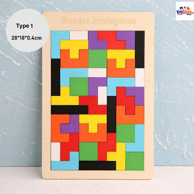 Wooden Intelligence 40 Pcs Russian Puzzle Blocks