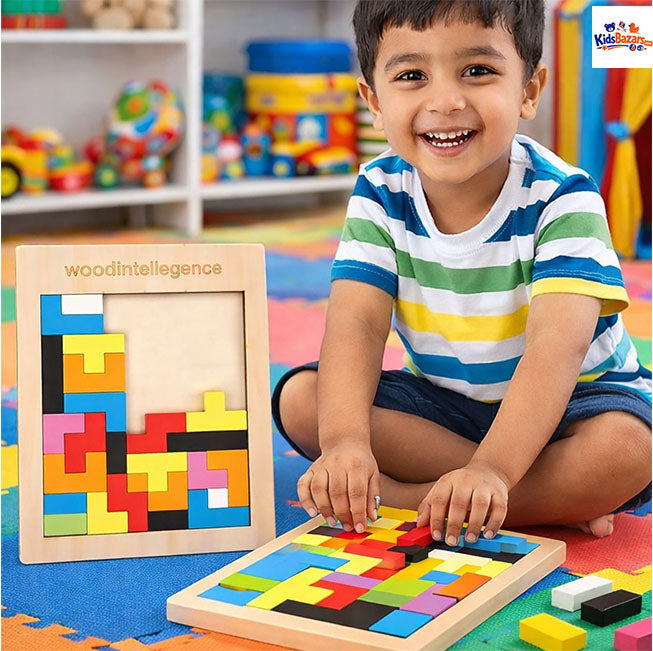 Wooden Intelligence 40 Pcs Russian Puzzle Blocks