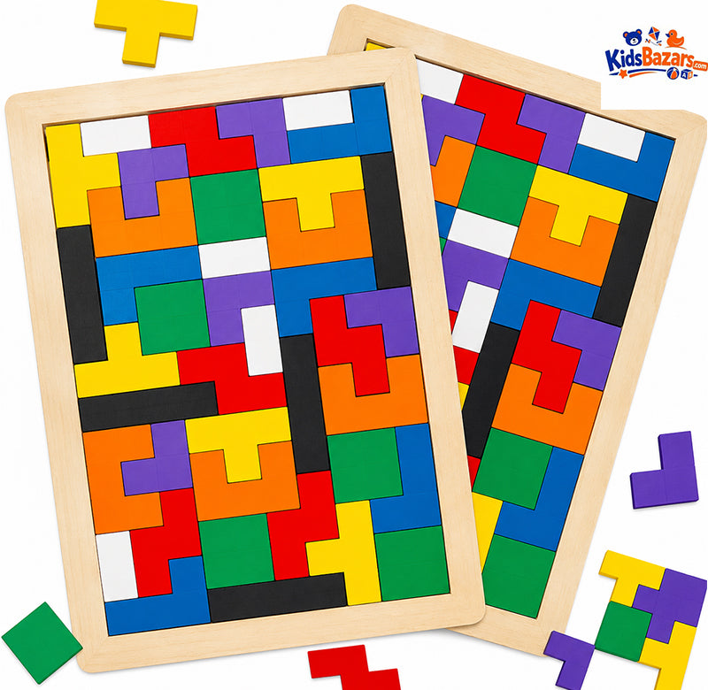 Wooden Intelligence 40 Pcs Russian Puzzle Blocks