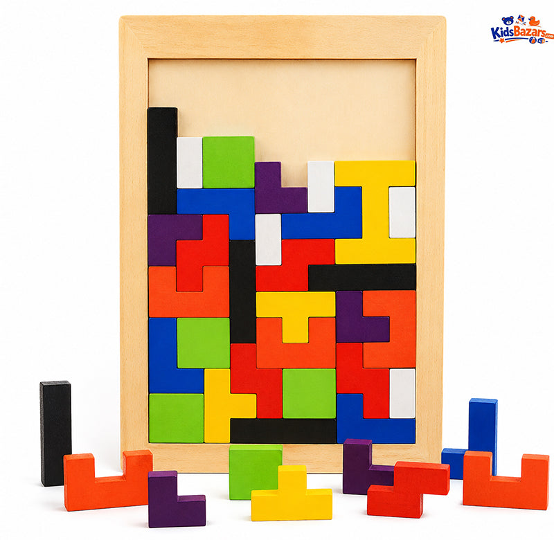 Wooden Intelligence 40 Pcs Russian Puzzle Blocks