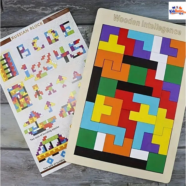 Wooden Intelligence 40 Pcs Russian Puzzle Blocks