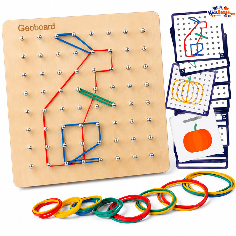 Wooden Montessori Geometry Creative Peg Board For Kids