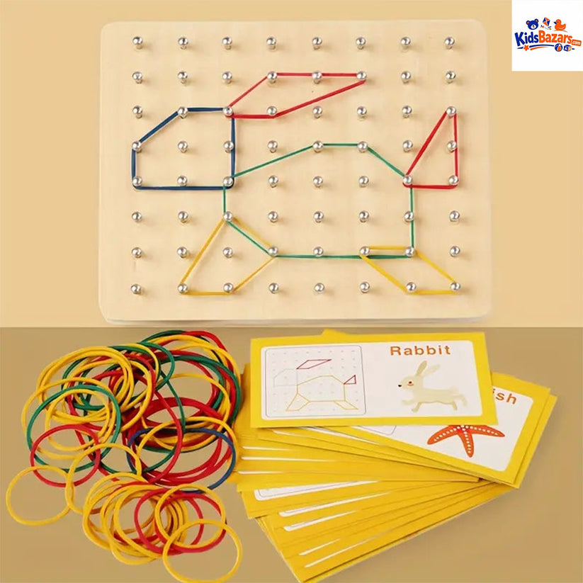Wooden Montessori Geometry Creative Peg Board For Kids