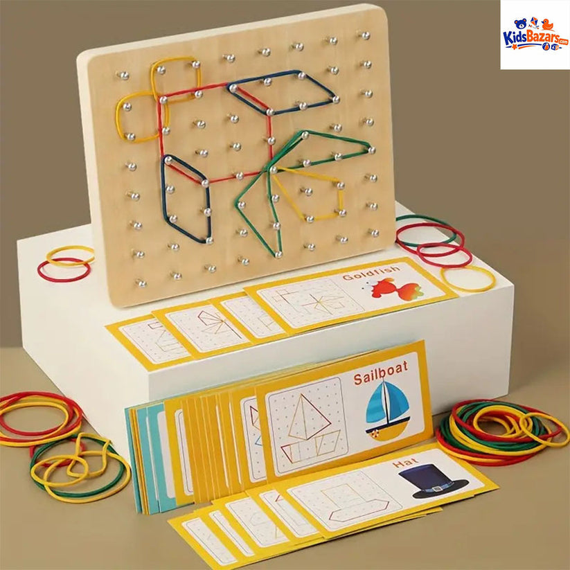 Wooden Montessori Geometry Creative Peg Board For Kids