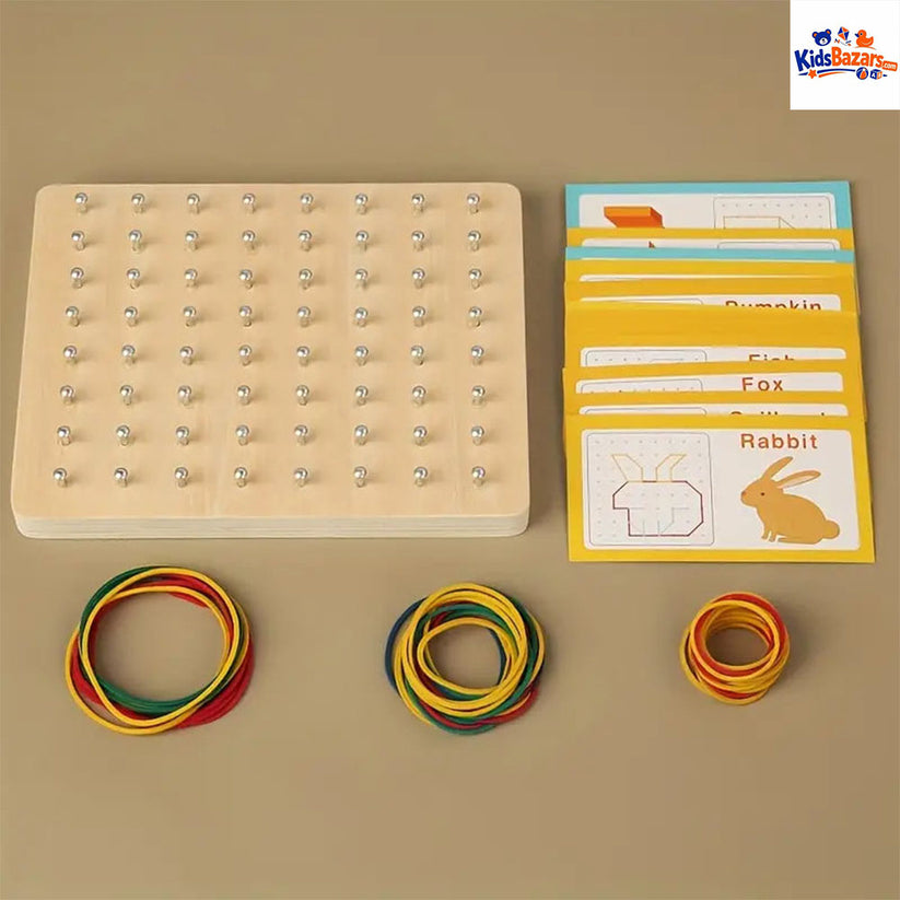 Wooden Montessori Geometry Creative Peg Board For Kids
