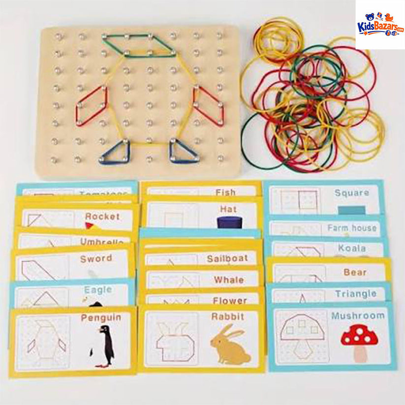 Wooden Montessori Geometry Creative Peg Board For Kids
