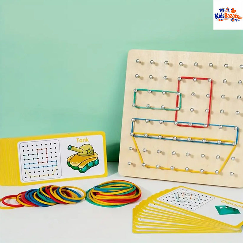 Wooden Montessori Geometry Creative Peg Board For Kids