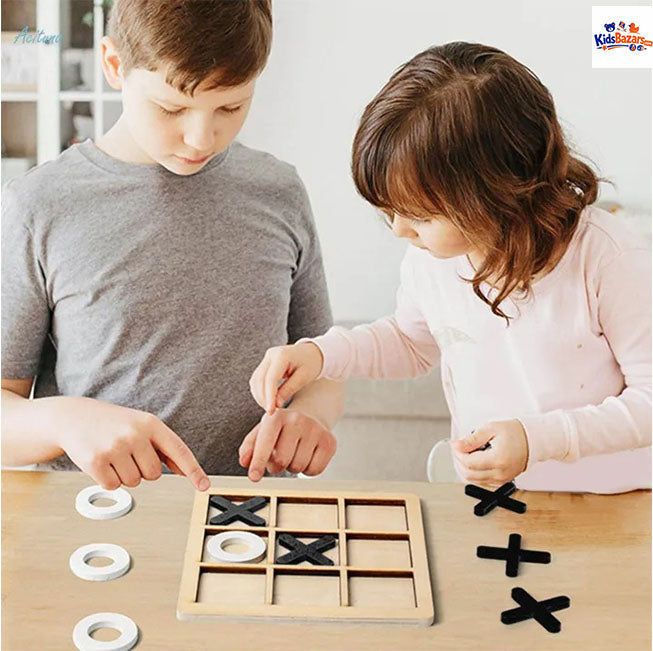 Wooden Tic-Tac-Toe Puzzle Game